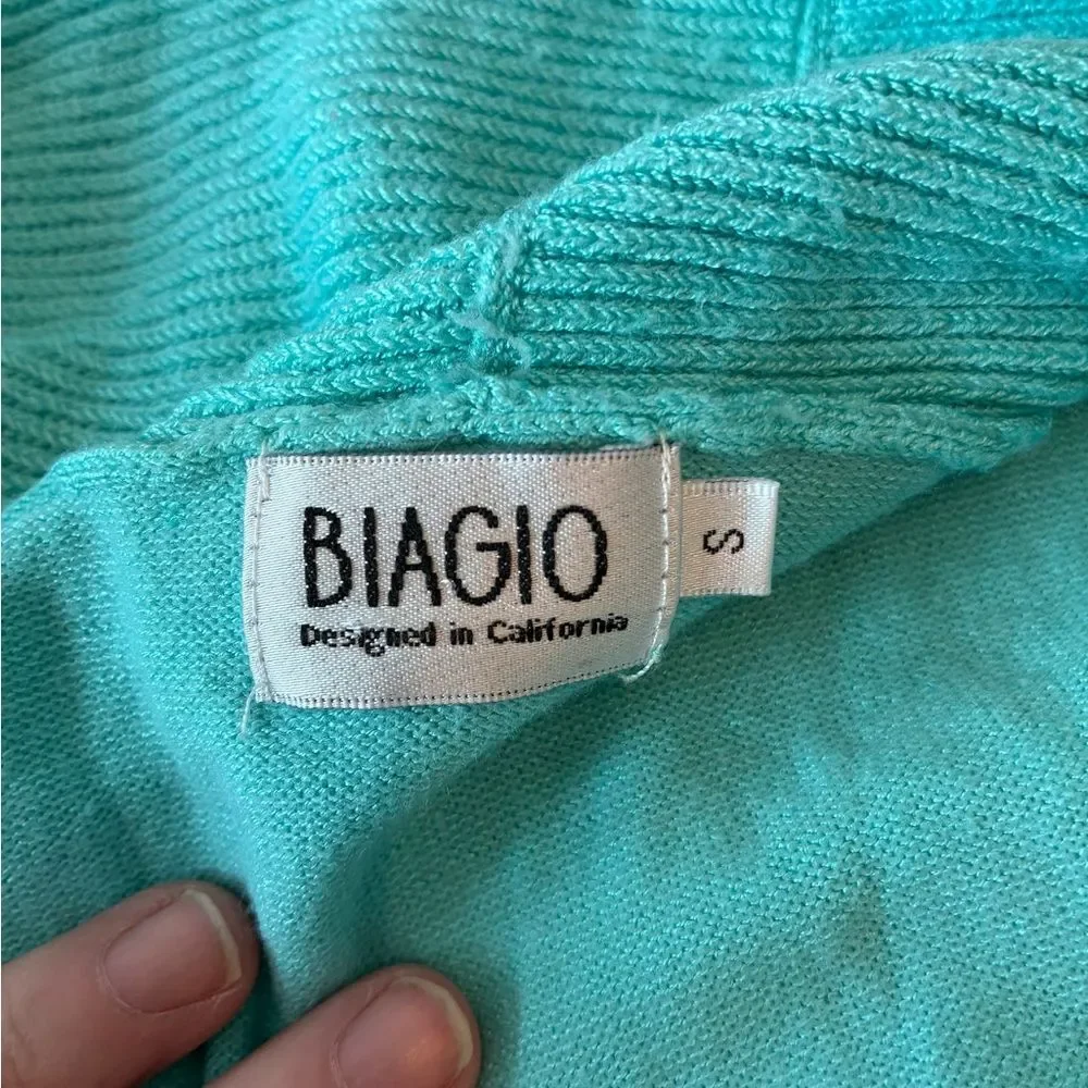 Shawl collar Open Front Cardigan Sweater - Turquoise soft runs big